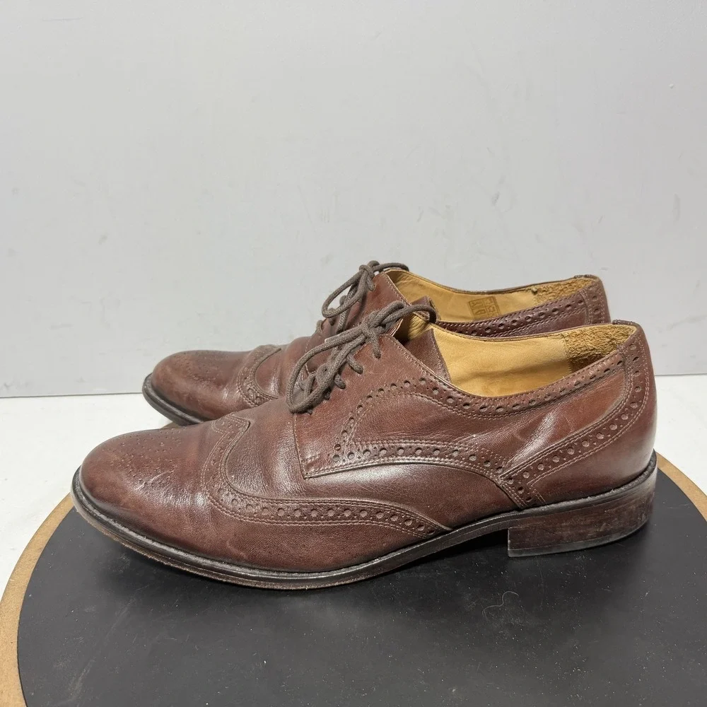 Wingtip Brogue Shoes Mens Size 10 / 43 Brown Leather Oxford Dress Classic